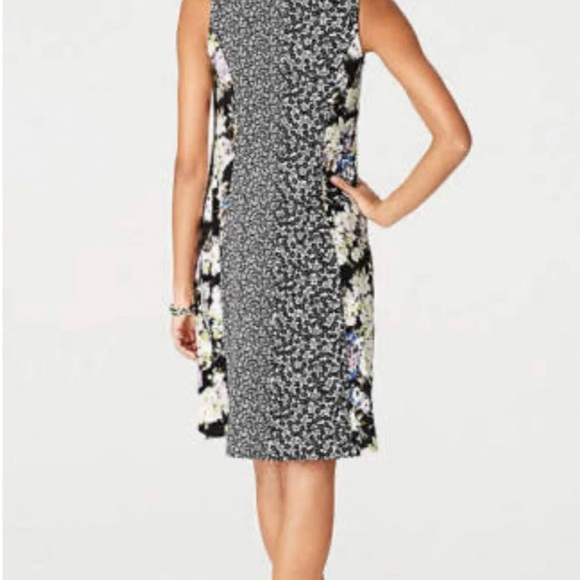 J. Jill Wearever Collection Sleeveless Tank Floral Dress Sz M Black White V-Neck - Picture 14 of 14